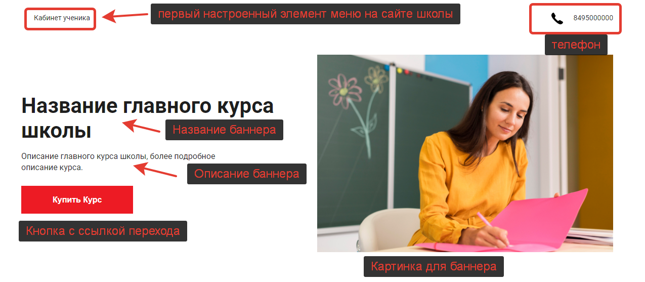 Отображение первой секции Сайта школы